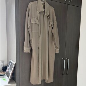 Long Taupe Sherpa Coatigan Free People